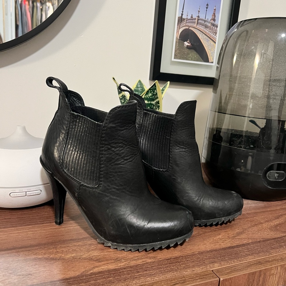 Pedro Garcia Black Heeled Boots with Chunky Sole